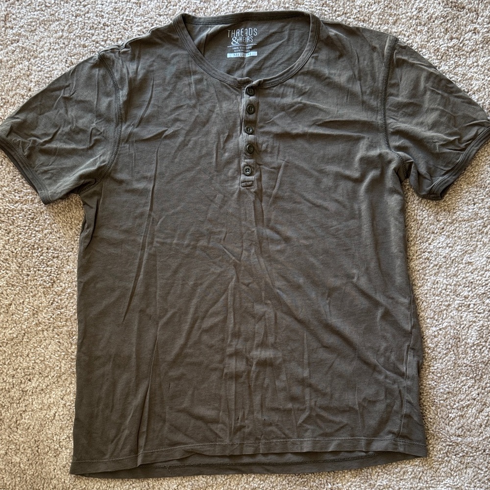 Men's Casual Brown Henley Tee